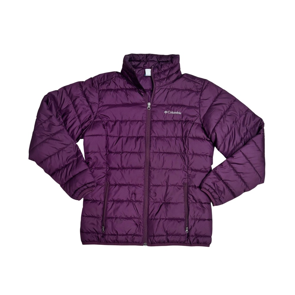 Columbia Womens Puffer Jacket Purple Full Zip Quilted Insulated Coat Small